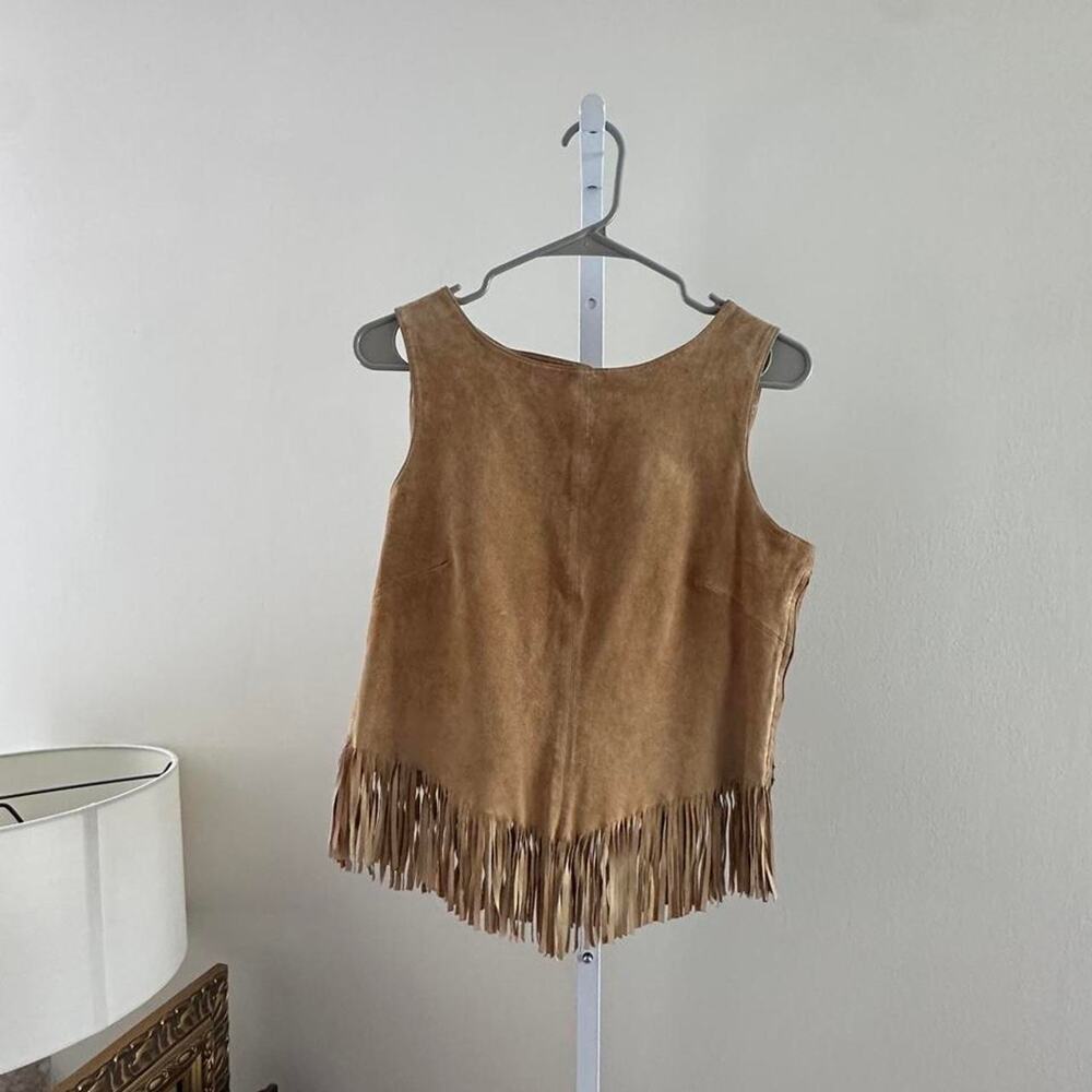 Vintage tan suede fringe vest
